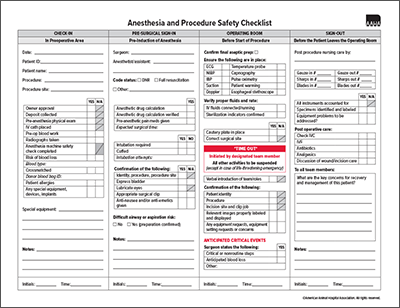 Anesthesia and Procedure Safety Checklist