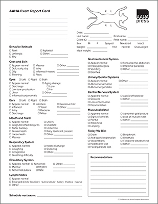 veterinary exam check in sheets printable